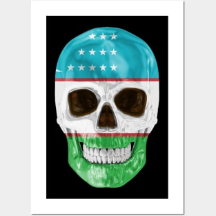 Uzbekistan Flag Skull - Gift for Uzbekistani With Roots From Uzbekistan Posters and Art